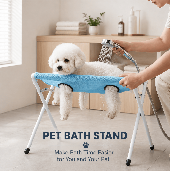 Pet Bathing Hammock Stand Foldable Dog Cat Grooming Drying Table Breathable Mesh Bath Helper for Small Pets